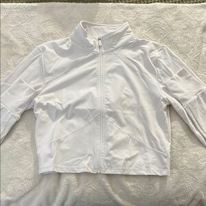 Alphalete White Crop Jacket with Zipper
